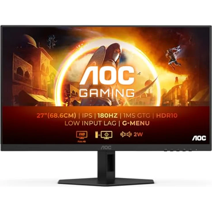 AOC Gaming 27G4XE - 27 Zoll FHD Monitor, 180 Hz, 1 ms, FreeSync Prem., G-Sync comp., HDR10 (1920x1080, HDMI, DisplayPort) schwarz/grau - 180 Hz, 1 ms Reaktionszeit, IPS Panel, FreeSync, G-Sync kompatibel, HDR10 - Preisvergleich – Bild 2