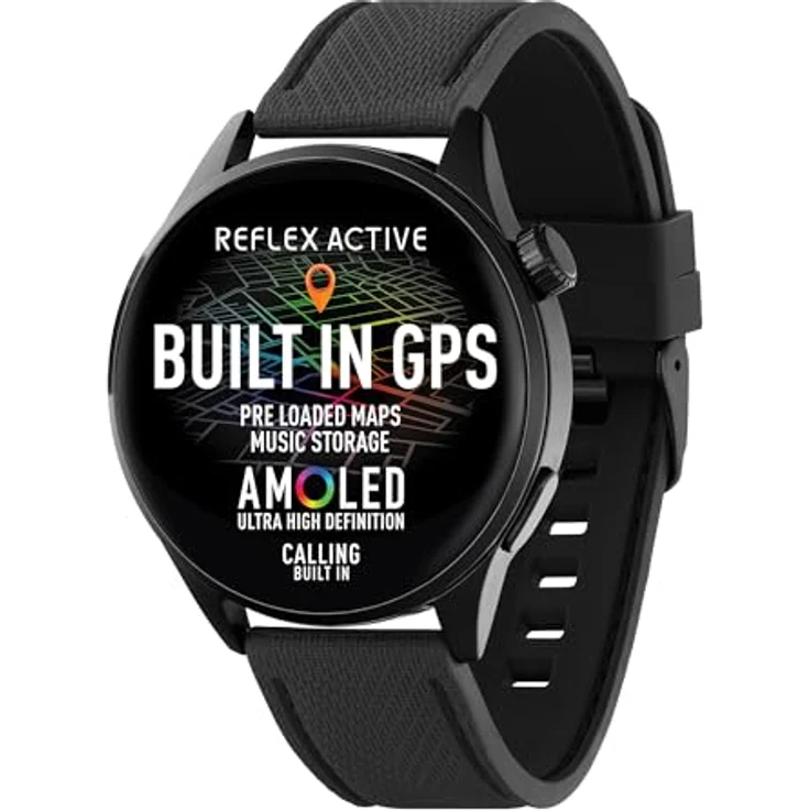 Reflex Active Smart Watch Series 45, Sport-Smartwatch mit GPS, Höhenmesser, Barometer und 4G-Musikspeicher, Always-On-Display, schwarz – Bild 1