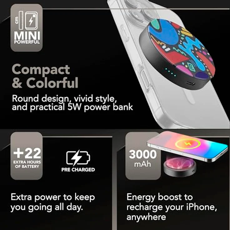 CELLULAR LINE Mag Vibe 3000, MagSafe Powerbank 3000 mAh in Schwarz mit kabelloser Ladefunktion und USB-C-Anschluss – Bild 3