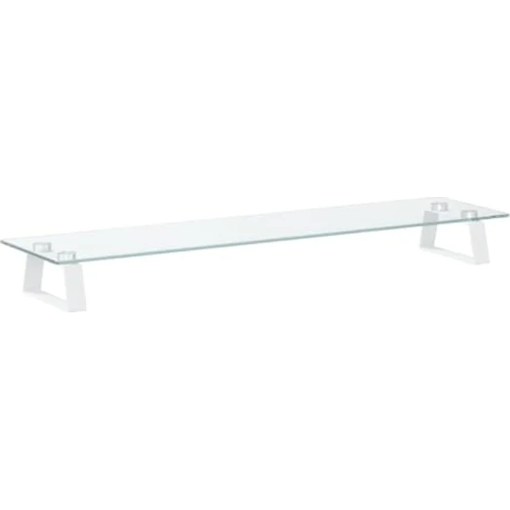 vidaXL Monitorständer aus Hartglas und Metall, ergonomische Monitorerhöhung mit Stauraum, Weiß 80x20x8cm – Bild 1