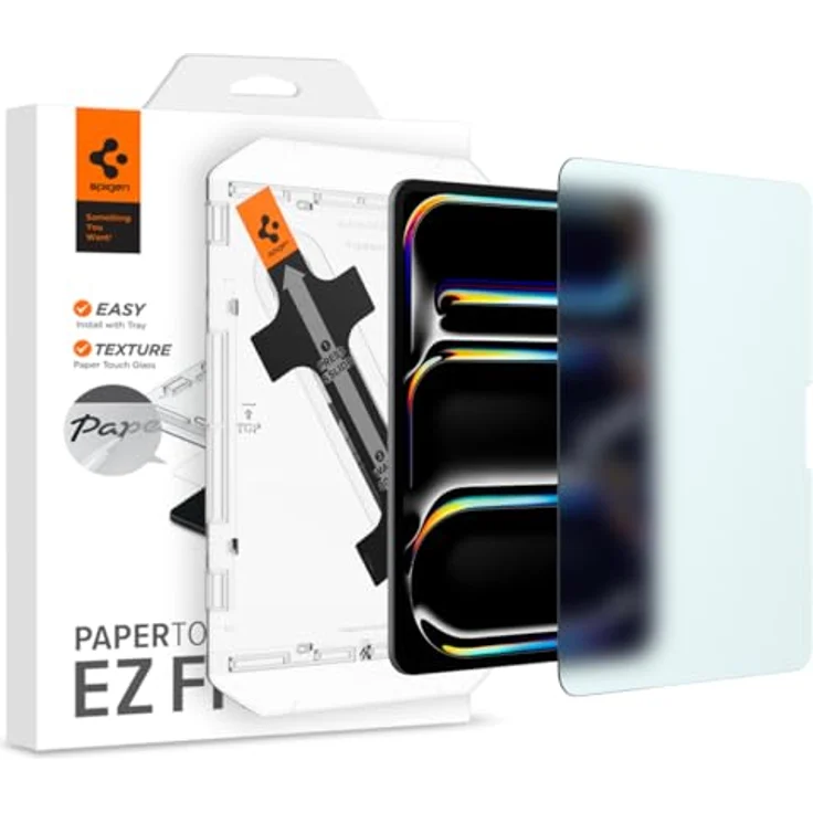 Spigen PaperTouch EZ Fit kompatibel mit iPad Pro 11 Zoll M4 (2024), 5. Generation, Papier Textur, Matt, Installationsschablone, 9H Härte, Tablet-Displayschutzfolie, Spigen – Bild 1