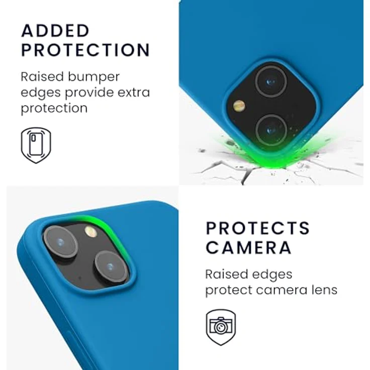 kwmobile Handyhülle für iPhone 14, Silikon Case in Karibikblau, anti-rutsch, kabelloses Laden, stoßfest – Bild 3