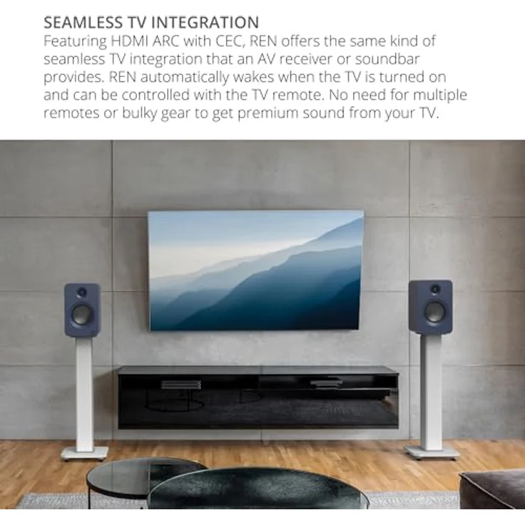 Kanto Ren 200W Powered Speaker System with HDMI ARC Input for TV & Home Theater | USB-C and Bluetooth 5.3 | High/Low Pass Filter | Pair | Matte Blue – Bild 5