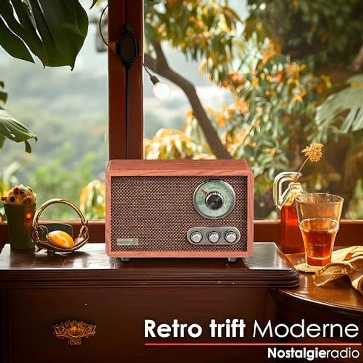 Cyberlux Nostalgie Kompaktanlage | Radio Holz mit Bluetooth, USB, SD Karten Slot | FM/AM | Retro Style | Stereoanlage | Küchenradio | Vintage Radio – Bild 2
