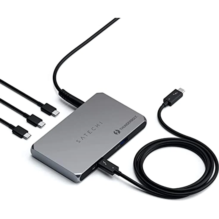 SATECHI Thunderbolt 4 Slim Hub 5-in-1, Aufladen über USB C 60W, Single 8k oder Dual 4K Display, USB 3.2 Gen2 – Kompatibel mit USB4/Thunderbolt 4 Macs und USB4/Thunderbolt 4 Windows – Bild 1