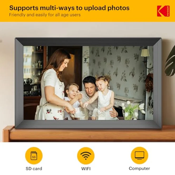 Kodak Digitaler Bilderrahmen WLAN 15.6 Zoll, HD IPS-Touchscreen, 32 GB Speicher, automatische Bilderdrehung, Schwarzer Elektronischer Bilderrahmen – Bild 2