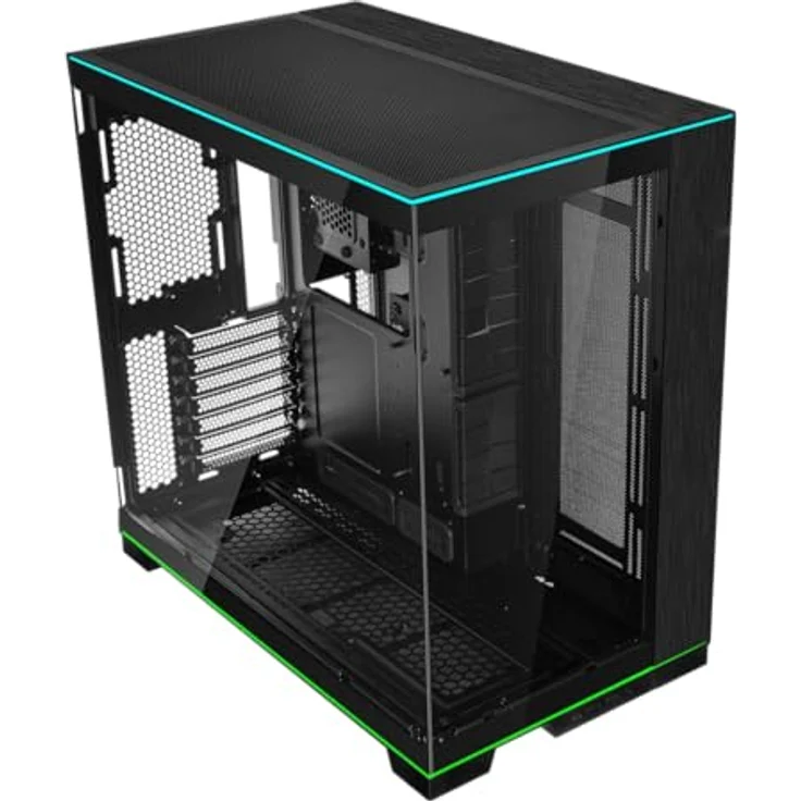 Lian Li O11D EVO RGB PC-Gehäuse, integrierte RGB-Beleuchtung, 455 mm GPU-Freiheit, bis zu 420 mm Radiatoren, Stahl, Aluminium, Gehärtetes Glas, Schwarz – Bild 1