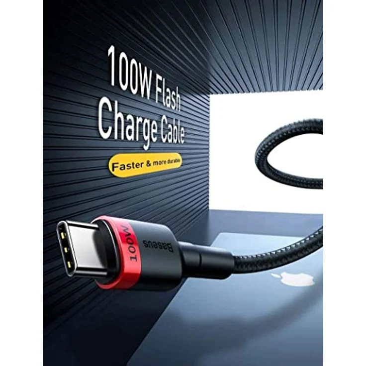 Baseus Cafule Nylonkabel USB Typ C, 100W Power Delivery 2.0, 20V 5A, 2m, grau – Bild 7