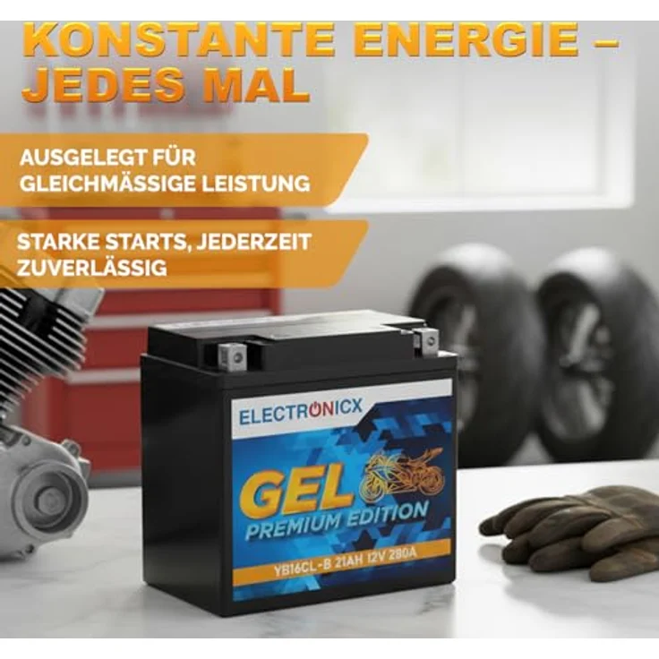 Electronicx YB16CL-B 12V 21Ah GEL Motorrad Batterie ▶ Wartungsfrei, CB16CL-B kompatibel, 6,70 kg – Bild 4
