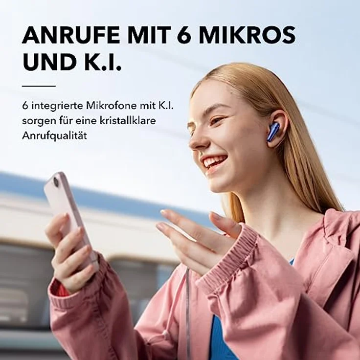 soundcore by Anker Liberty 4 NC Bluetooth-Kopfhörer mit Geräuschunterdrückung, 98,5% Noise Cancelling, Adaptive Geräuschunterdrückung für Ohren und Umgebung, Hi-Res Sound, 50H Wiedergabe (Blau) – Bild 5