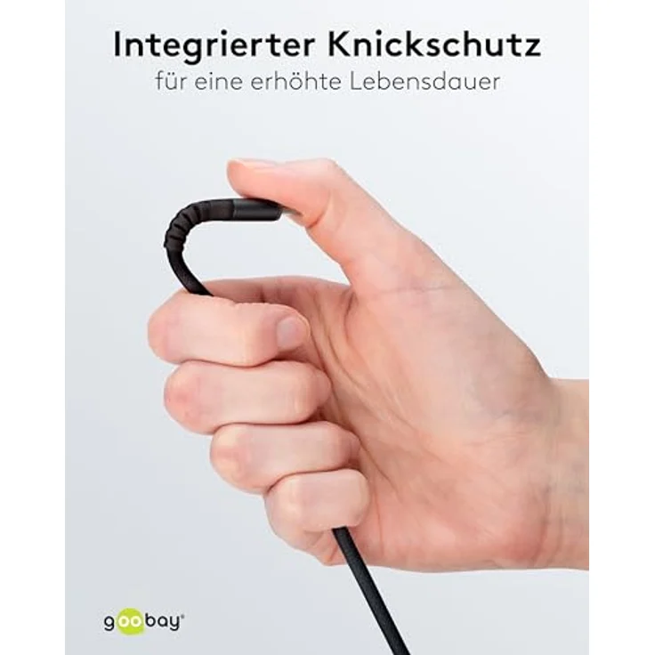 goobay USB-A auf USB-C 60W / 2m Flexibles Textilkabel 480 Mbits Ladekabel Schwarz - Samsung, Xiaomi, Google, Nothing Phone USB A auf C Kabel / Supersoft – Bild 3