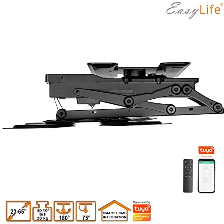 EasyLife - TV Deckenhalter elektrisch drehbar, für 23-65 Zoll Displays, VESA bis 400x400, schwarz, Smart Home Integration mit Fernbedienung und Memory-Funktion – Bild 5