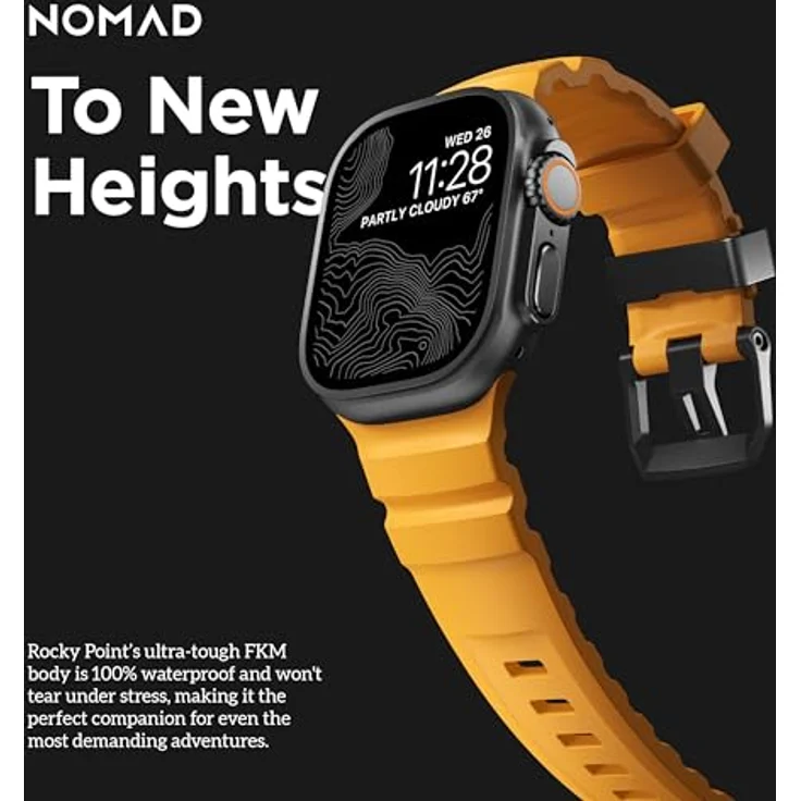 "Nomad Smartwatch-Armband Rocky Point Band 42/44/45/49mm Sol Connector, Leistungsstarkes Uhrenarmband in Schwarz" – Bild 6