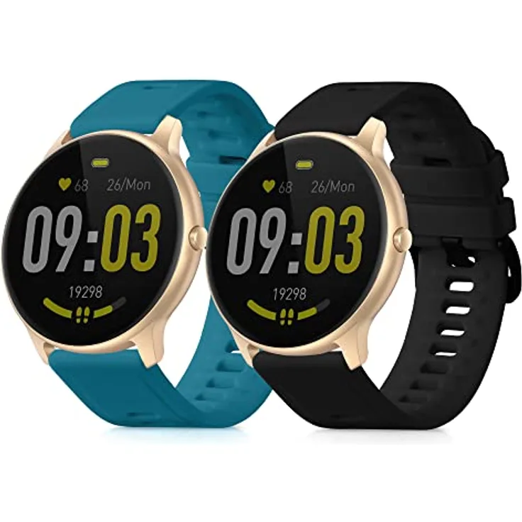 kwmobile 2X Sportarmband Set für AGPTEK LW11, flexibles TPU Silikon, verstellbar von 14-22 cm, in verschiedenen Farben