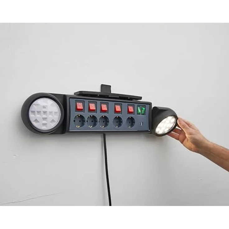 Northpoint LED Steckdosenleiste mit Wandmontage, 4 Steckdosen, 2 USB, 1 USB-C, Smartphonehalterung, 1,8m Kabel – Bild 5