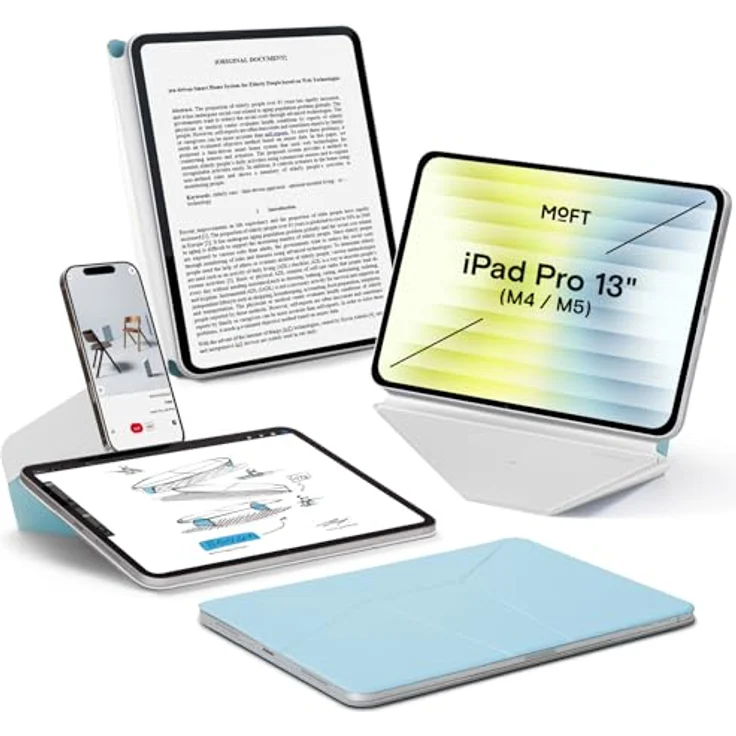 MOFT Dynamic Folio Hülle für 13" iPad Pro (M4 2024/M5 2025), Schlanke magnetische Tablet Hülle mit über 20 Betrachtungswinkeln, Auto Wake/Sleep-Funktion - Eisnebel Blau – Bild 1