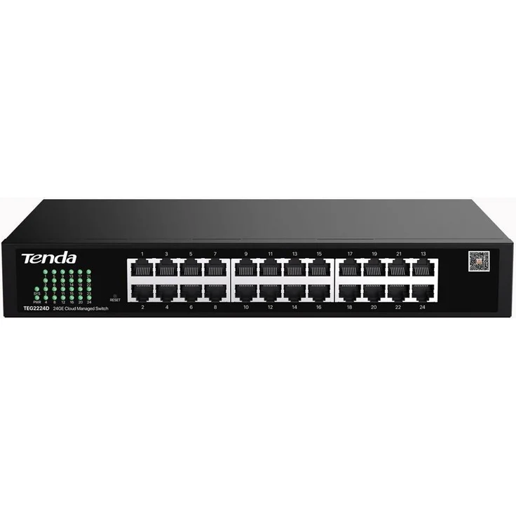 Tenda Switch TEG2224D, 24GE Cloud Netzwerk Switch mit 16 Ports, schwarz