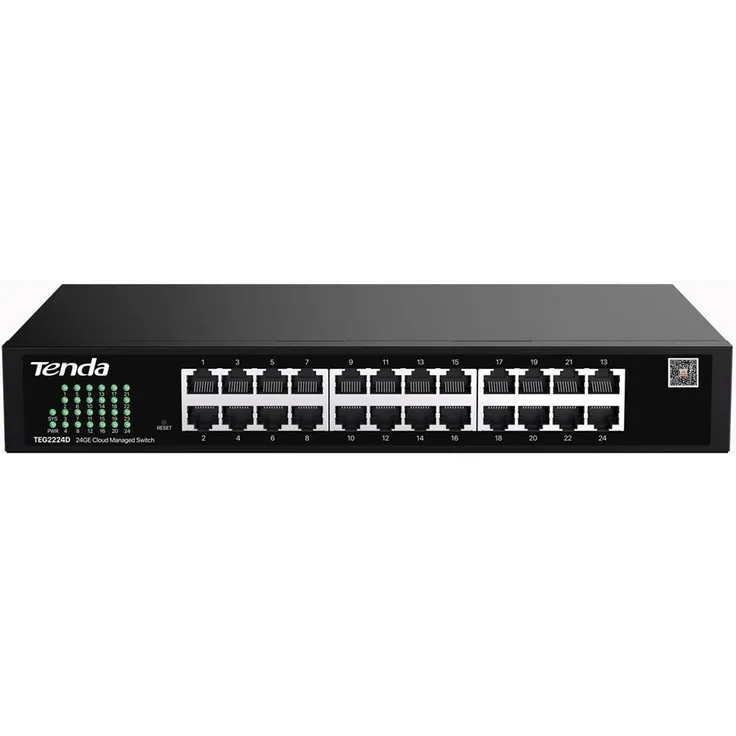 Tenda Switch TEG2224D, 24GE Cloud Netzwerk Switch mit 16 Ports, schwarz