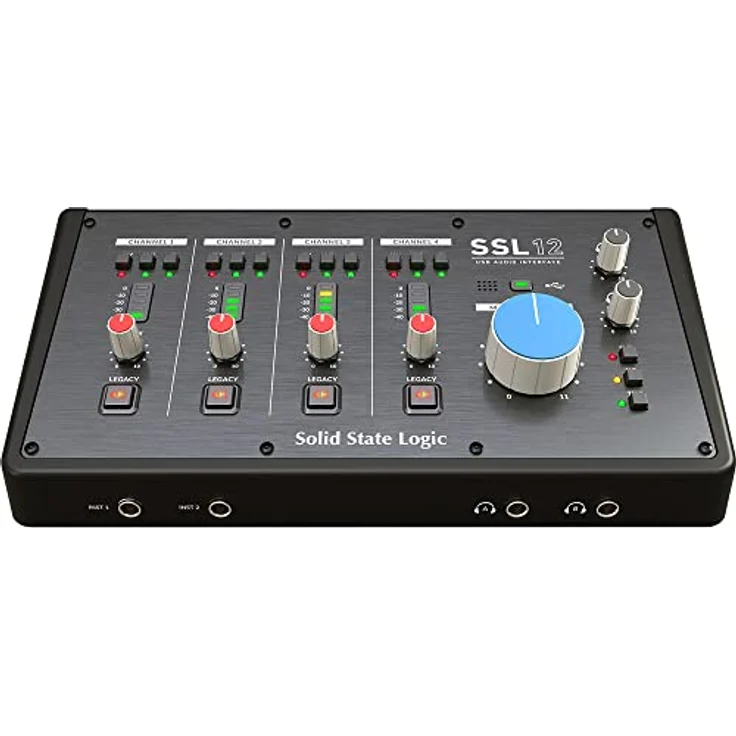 Solid State Logic SSL 12 12-In/8-Out-USB-Audio-Interface, 32 Bit/192 kHz, mit 4 Mikrofonvorverstärkern und SSL Production Pack-Software – Bild 2