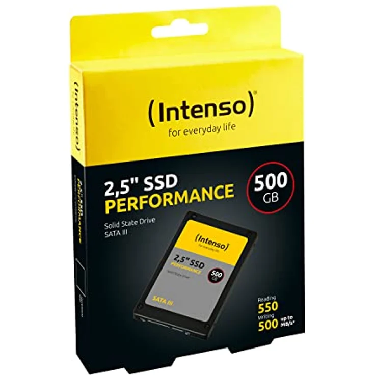 Intenso Interne 2,5" SSD SATA III Performance, 500 GB, 550 MB/Sekunden, Schwarz – Bild 2