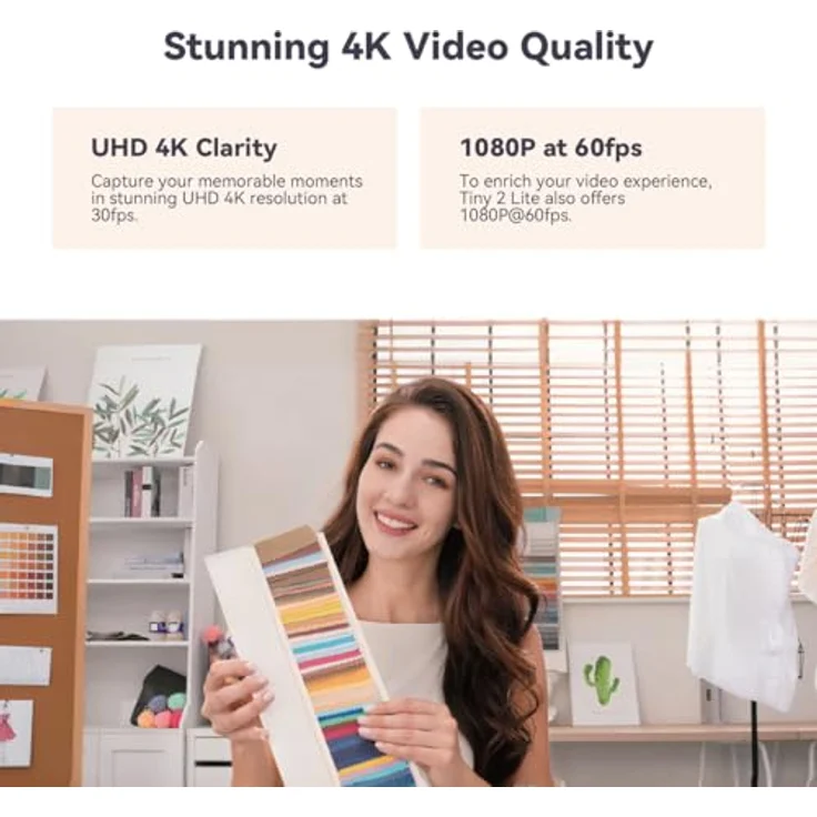 OBSBOT Tiny 2 Lite, 4K Webcam mit KI-Tracking, Gestensteuerung und 1080P@60fps HDR – Bild 2