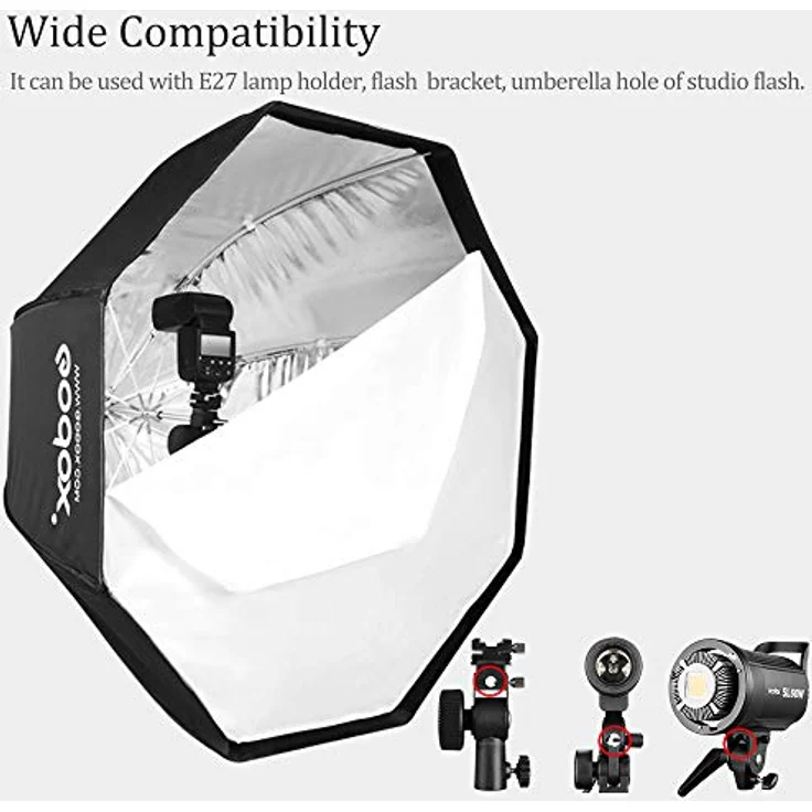 Godox Softbox 32 Zoll / 80cm Portable Achteckige Softbox Reflektor Schirm Softbox für Speedlite Studio Blitz Monolight Kamerablitz Blitzgerät Portrait mit Tragetasche (Softbox 80cm) – Bild 4