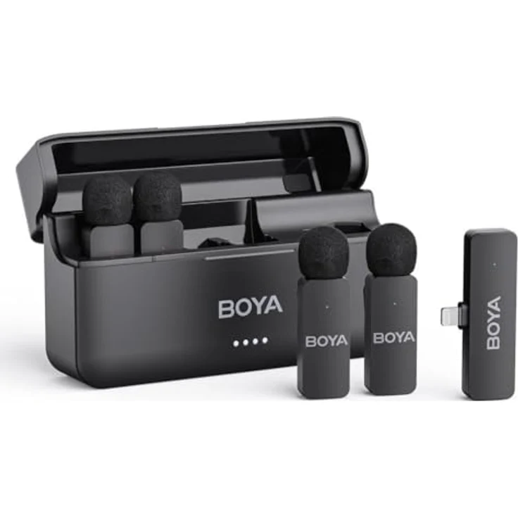 Boya BY-V4D, 4-Kanal Mini-Drahtlosmikrofon mit doppelter Geräuschunterdrückung für Smartphones und Kameras – Bild 2