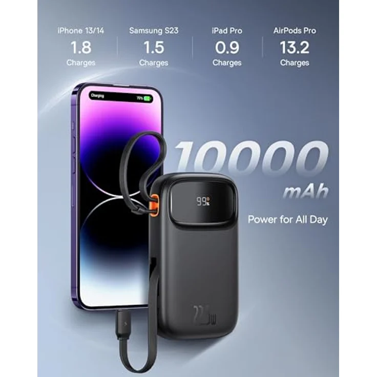 Baseus Qpow 2, 10.000mAh Powerbank mit 22.5W Quick Charge, für drei Geräte gleichzeitig – Bild 6