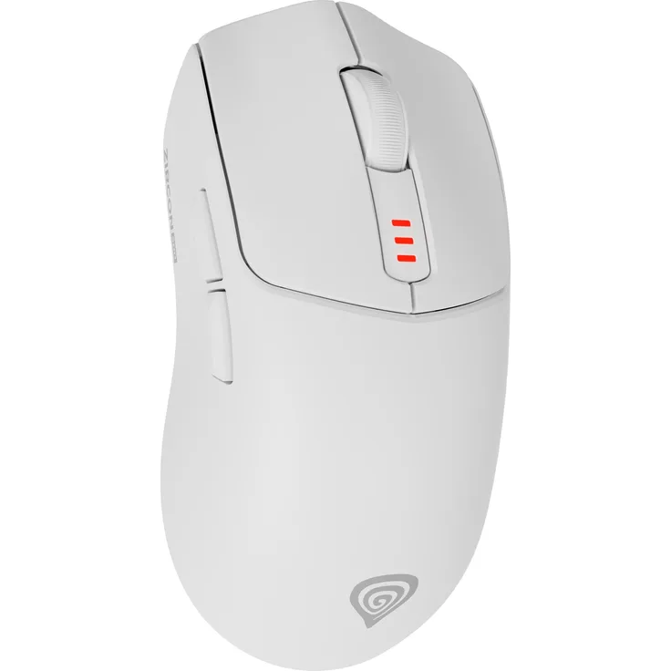 Genesis Zircon 500 (NMG-2114) Kabelgebundene Maus in Weiß, 10000 DPI, RF Wireless + Bluetooth + USB Type-C, 6 Tasten