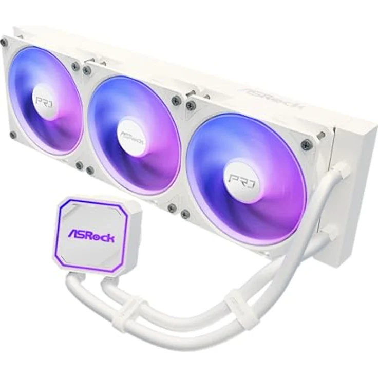ASRock Pro 360 ARGB White, AiO-Wasserkühlung mit 360mm Radiator und 3x 120mm Lüftern, Sockel Intel LGA1851/LGA1700, Sockel AMD AM5/AM4 – Bild 2