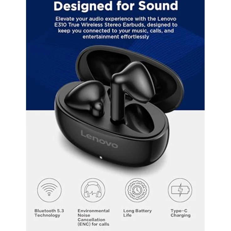 Lenovo E310 True Wireless Earbuds In-Ear-Kopfhörer (Bluetooth 5.3, Echo Noise Cancellation (ENC)) – Bild 4