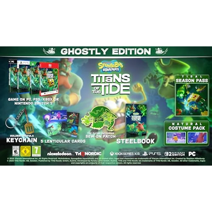 THQ Nordic Spongebob Schwammkopf: Giganten der Gezeiten Ghostly Edition - PC, Steelbook mit 5 Lentikular-Karten, Goldener Pfannenwender-Schlüsselanhänger und Digital Content – Bild 2