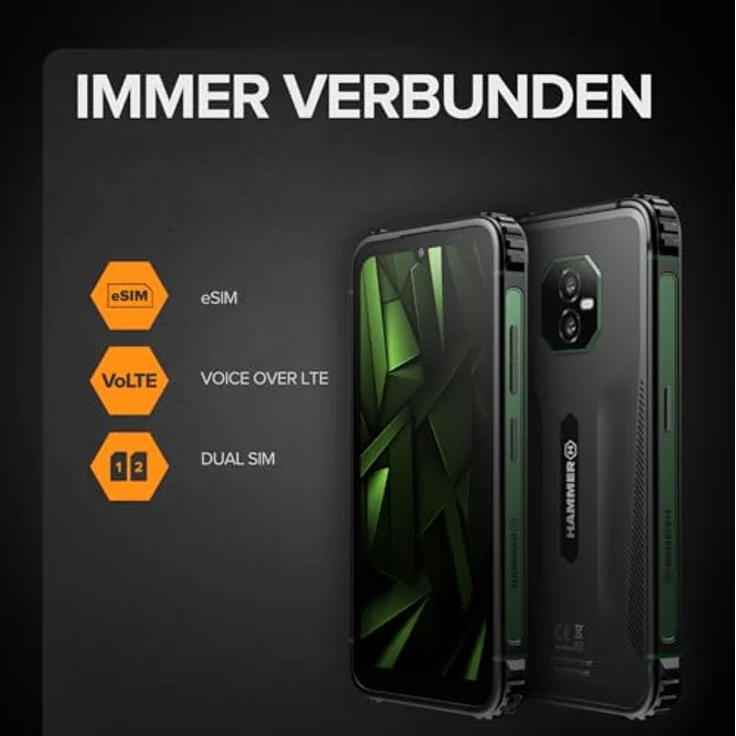 Hammer Ranger 4G, Outdoor Handy mit 6" Display, 128GB Speicher, 5000mAh Akku, IP69, Dual SIM, eSIM, NFC – Schwarz – Bild 5