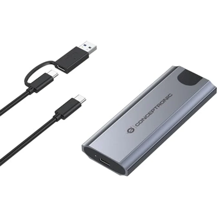 Conceptronic DANTE05G M.2 NVMe SSD-Gehäuse, USB 3.2 Gen 2, Aluminium, unterstützt SSD-Größen 22x30 mm bis 22x80 mm – Bild 1