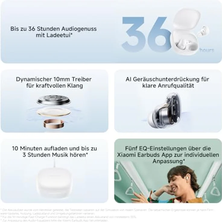 XIAOMI Redmi Buds 6 Play (White) Wireless Earphones with Long Battery Life – Bild 3