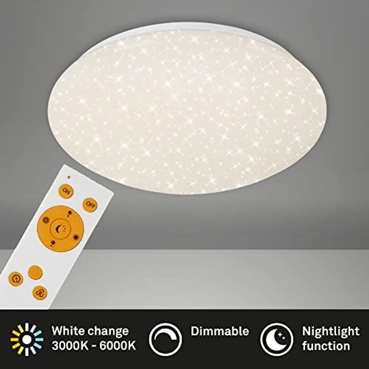BRILONER Briloner Leuchten – LED Deckenleuchte Dimmbar, inkl. Fernbedienung, 15 Watt, 1300 Lumen, Durchmesser 28 cm, Weiß – Bild 2