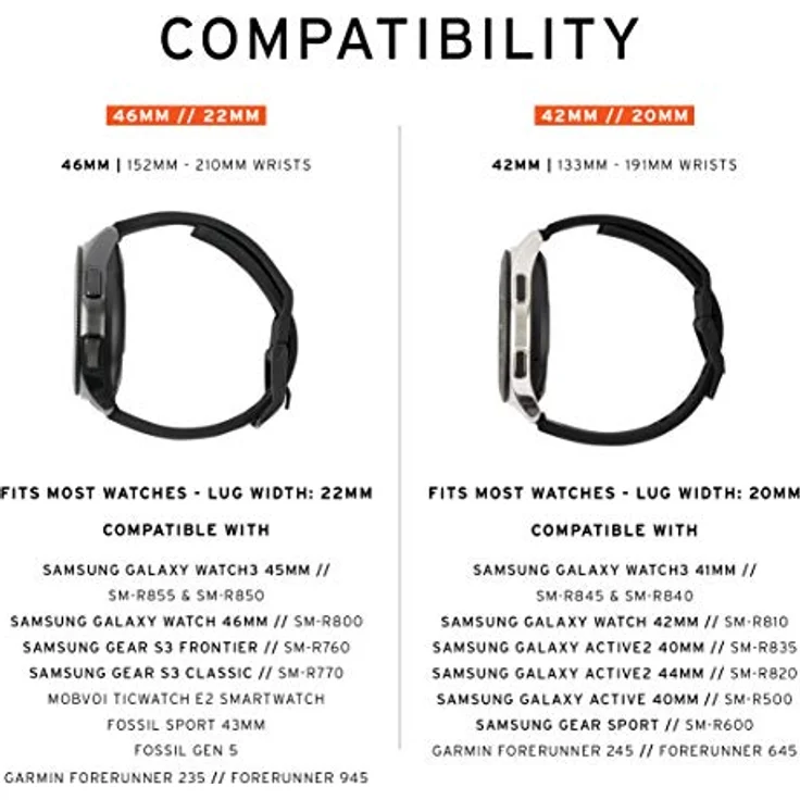 Urban Armor Gear Leder Strap Armband Samsung Galaxy Watch 46 mm, Gear S3 Frontier & Classic, Watch Active 2 44 mm (Designed für Samsung Smartwatches, Ersatzband aus Leder) - schwarz – Bild 3
