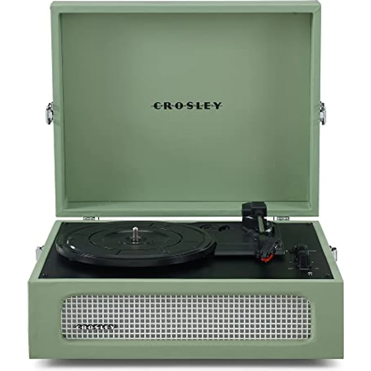 Crosley Voyager Plattenspieler mit 2 Lautsprecher, Bluetooth In & Out und AUX - 3 Speed Retro Schallplattenspieler - Für 7", 10" und 12" Vinyl - Tragbar mit Integriertem Koffer - Sage Grün – Bild 1