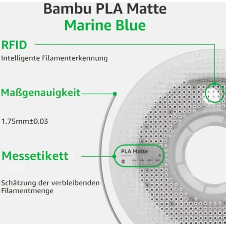Bambu Lab BambuLab PLA Matte Filament 1kg, Matte Oberflächentextur mit RFID-Technologie – Bild 6