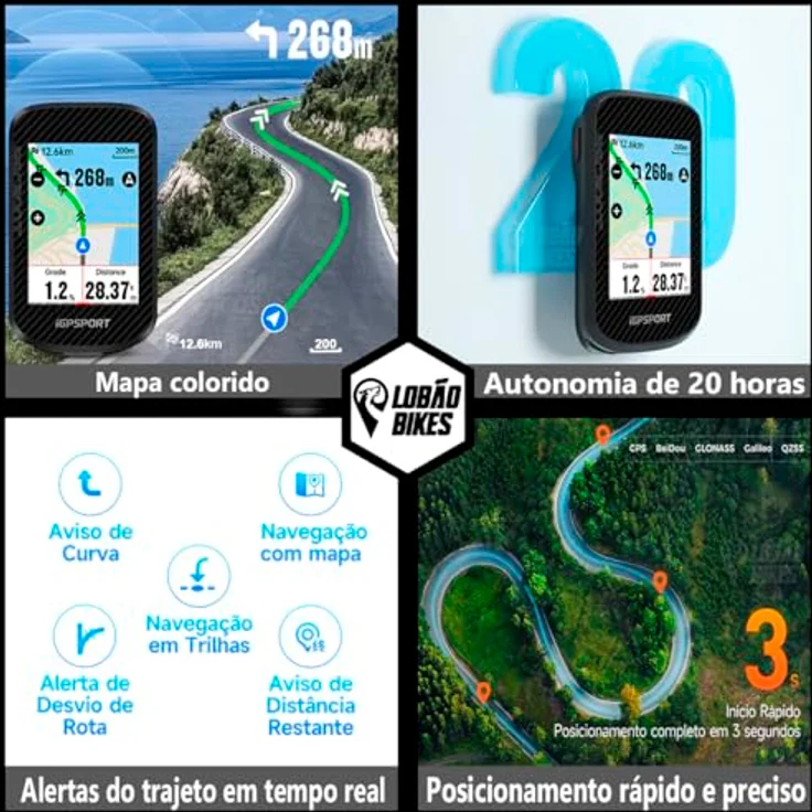 iGPSport BSC300T, Velocomputer mit 2,4-Zoll-Farb-Touchscreen, wasserdicht IPX7, integrierte GPS-Navigation – Bild 4