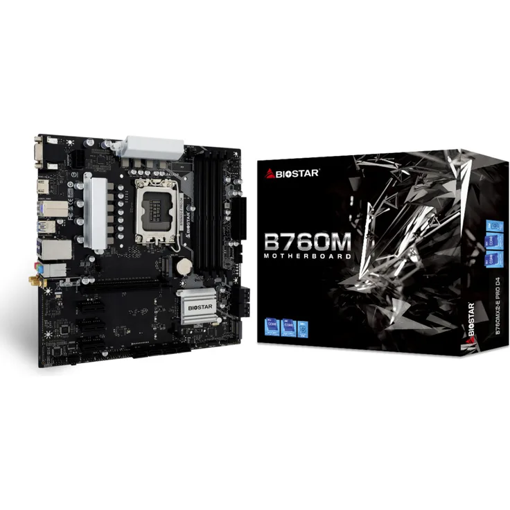 Biostar B760MX2-E Pro D4 B760 S1700 mATX DDR4 Mainboard, Schwarz, Unterstützt bis zu 128 GB DDR4 RAM, PCIe 4.0 Unterstützung
