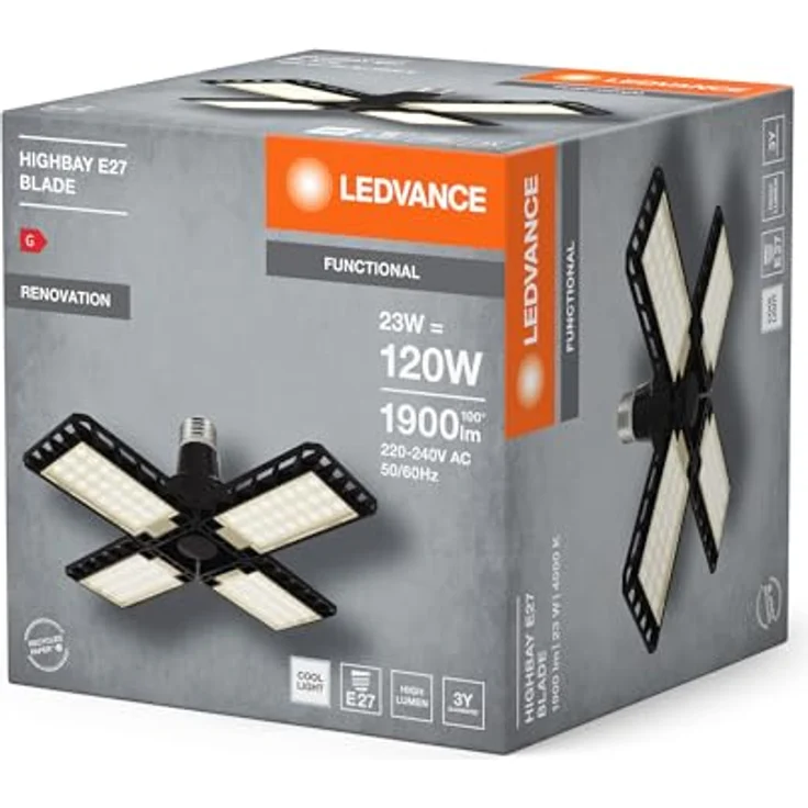 LEDVANCE LED FLOODLIGHT HIGHBAY E27 24W BK, Smarte Deckenbeleuchtung für Renovierungsarbeit – Bild 4