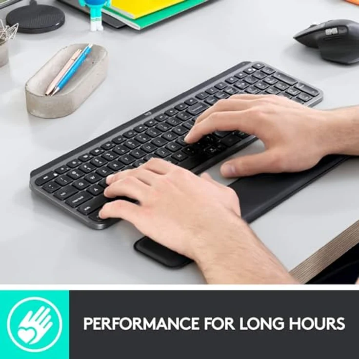 Logitech MX Palm Rest (für MX Keys, Rutschfestes Premium-Material für Komfort bei stundenlangem Tippen) schwarz - Preisvergleich – Bild 2