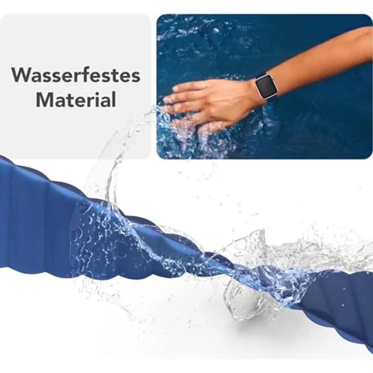 NALIA Core Magnet Armband für Apple Watch Series Ultra/SE/10/9/8/7/6/5/4/3/2/1, Atmungsaktives Silikon Loop mit Rillendesign, 42/44/45/46/49mm, Farbe: Ozeannacht – Bild 5