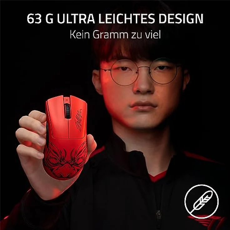 Razer DeathAdder V3 Pro - Leichte kabellose Ergonomische Esports-Maus (63g Leichtes Design, Focus Pro 30K Optischer Sensor, Mausschalter Gen-3, HyperSpeed Wireless) Faker-Edition – Bild 3