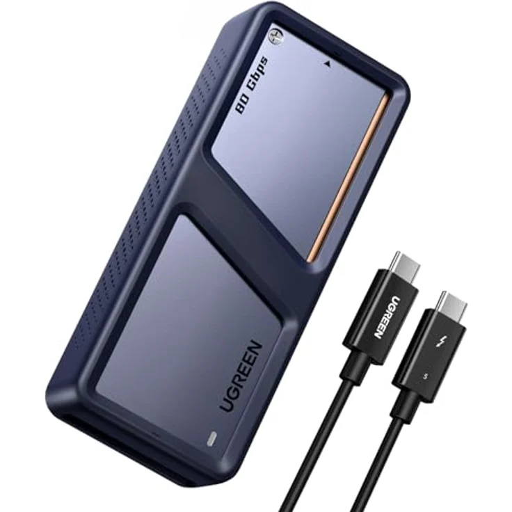UGREEN M.2 NVMe SSD Gehäuse, 80Gbps mit Intel JHL9480 Chip, kompatibel mit Thunderbolt 5/4 und USB 4, für MacBook Pro M4/M4 Pro/M4 Max und HP Celeron N4120, leichte und tragbare Bauweise – Bild 1