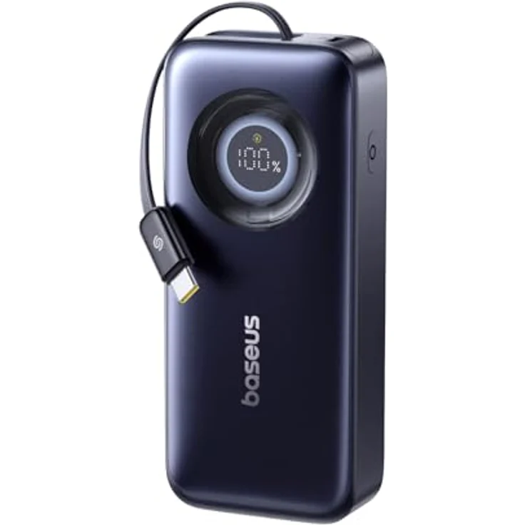 Baseus EnerCore CR11 Powerbank, 20000mAh mit einziehbarem Kabel & 67W Schnellaufladung, Schwarz – Bild 4