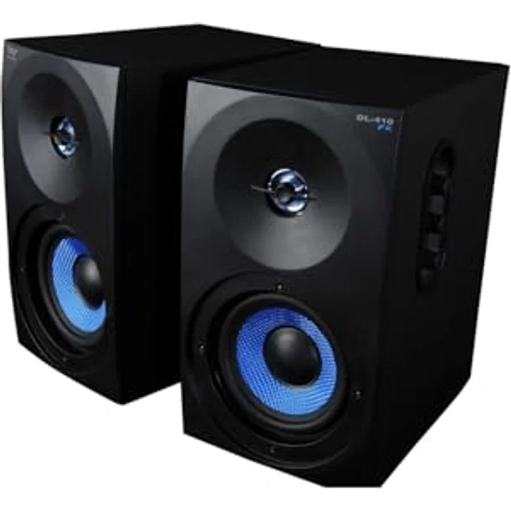 Woxter Dynamic Line 410 FX - 2.0 Stereo-Gaming-Lautsprecher (mit Strom versorgt mit Leistung 150W, Holz, 4, Woofer, 2 Hochtöner, 3,5 mm, RCA, Bassreflex-Control (Lautstärke, Höhen, Bass), Farbe schwarz – Bild 7