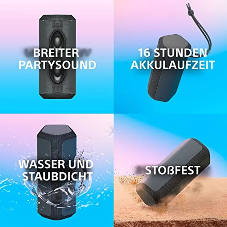 Sony Srsxe200H Bluetooth-Lautsprecher wasserdicht, grau – Bild 9