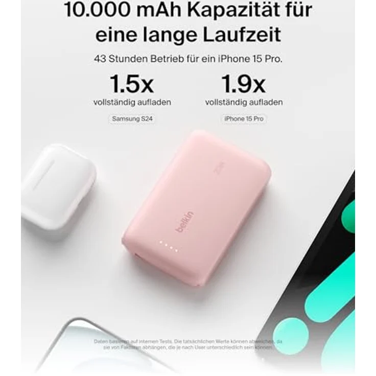 Belkin BoostCharge Power Bank 10K, Portable Powerbank mit integriertem USB-C-Kabel und 20 W PD – Schnellladen für iPhone 16-Serie, iPad Pro & Galaxy S24 – Bild 4